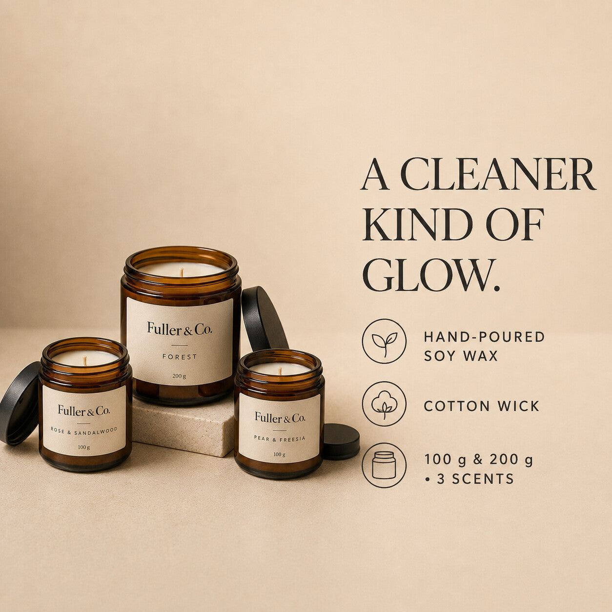 Fuller & Co. Soy Candle — benefits overview