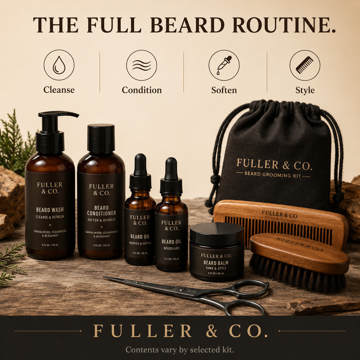 Fuller & Co. Beard Grooming Kit — benefits overview