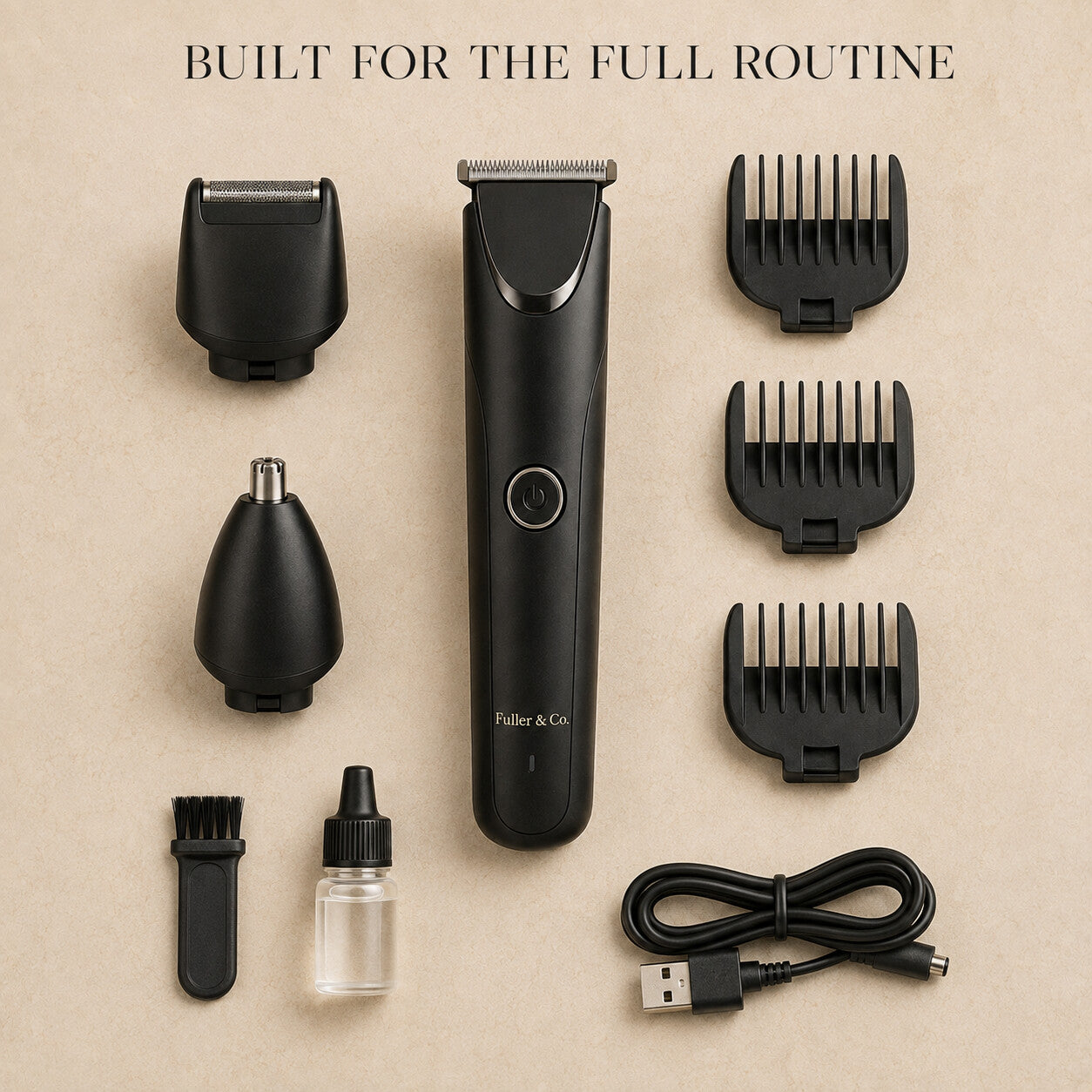 Fuller & Co. All-in-One Grooming Trimmer — included accessories