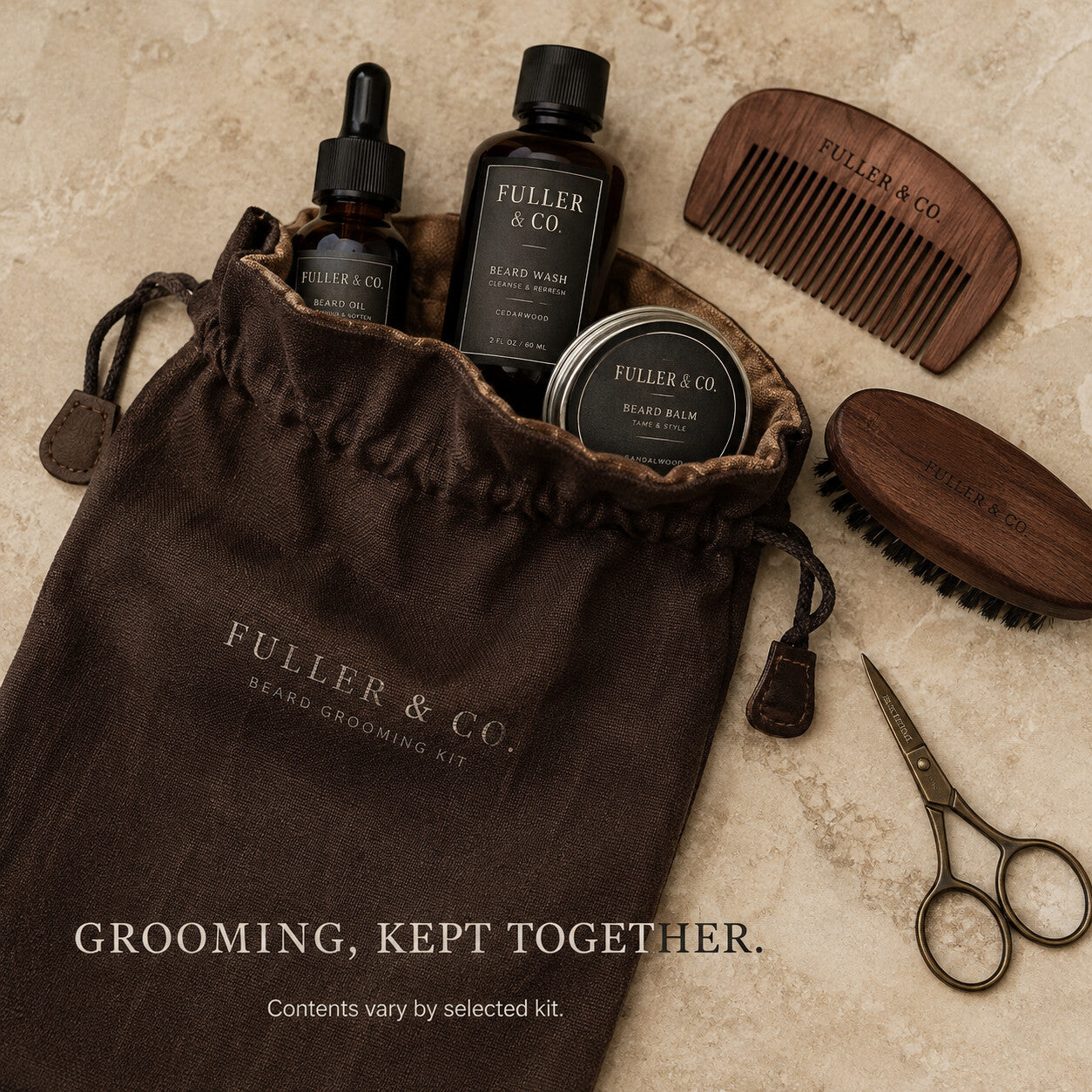 Fuller & Co. Beard Grooming Kit — travel pouch detail
