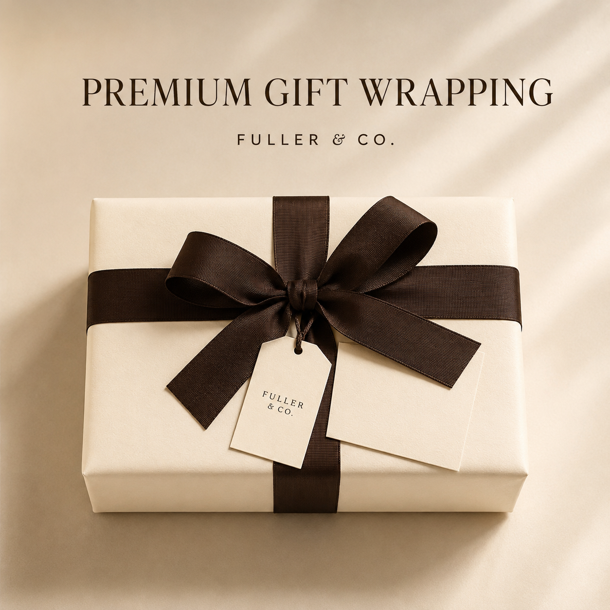 Fuller & Co. Gift Wrapping — ivory paper and ribbon gift wrap
