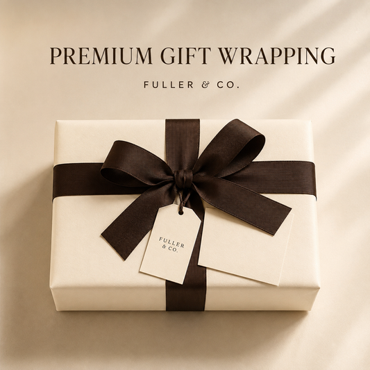 Fuller & Co. Gift Wrapping — ivory paper and ribbon gift wrap